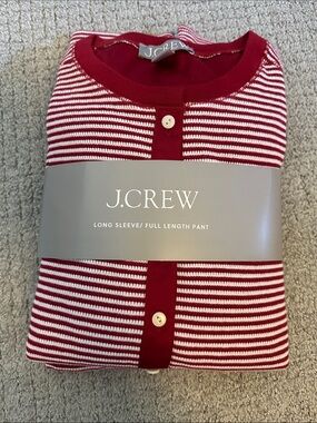 J. Crew Red & White Striped Long-Sleeve Pajama Set